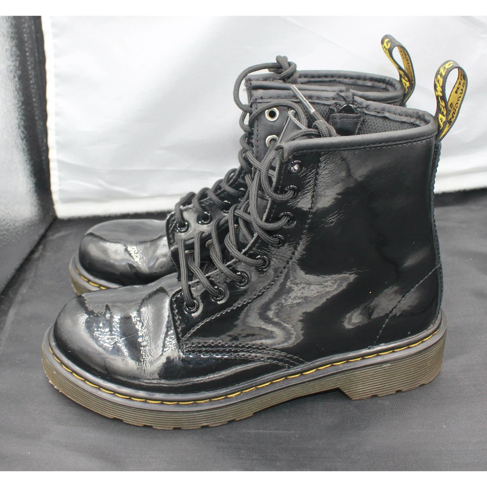 Kids Dr Martens 1460 J Black Faux Leather Side Zip Combat Boots Size 2
